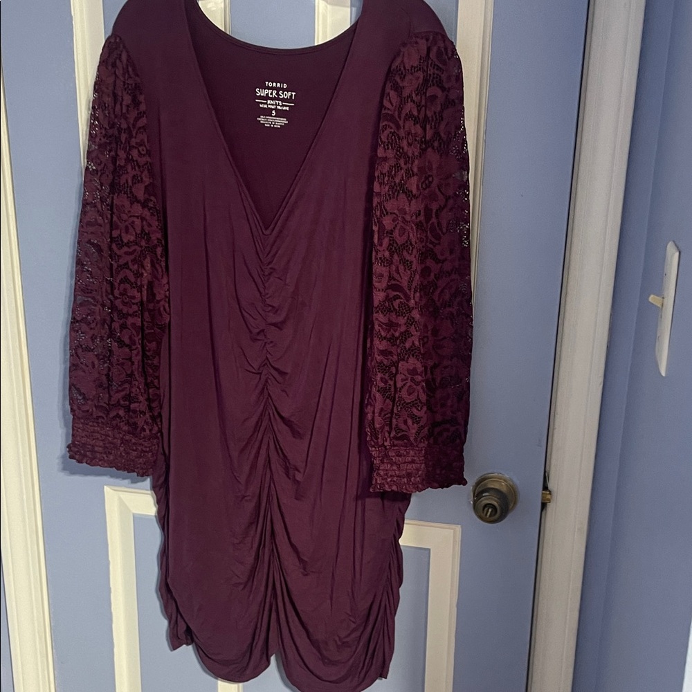 Torrid Deep Purple Lace Sleeve Blouse